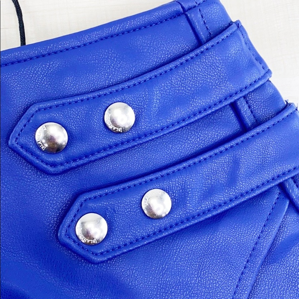 BLANKNYC Vegan Leather Snap Skirt in Blue My Mind - Picture 6 of 14